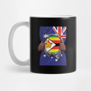 Zimbabwe Flag Australian Flag Ripped - Gift for Zimbabwean From Zimbabwe Mug